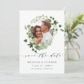 Hedera | Blätter Geometrisches Foto Save the Date (Stehend Vorderseite)