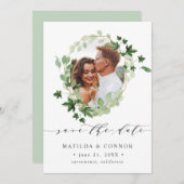 Hedera | Blätter Geometrisches Foto Save the Date (Vorne/Hinten)