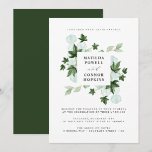 Hedera Botanische Hochzeit im grünen Ivy-Wald Einladung