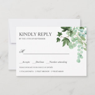 Hedera   EIGENE Blätter WEDING RSVP MEAL WAICE Karte