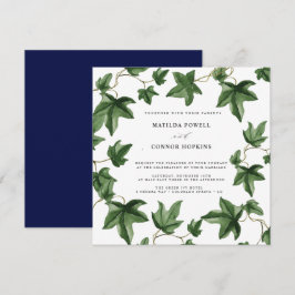 Hedera | Green Ivy Blätter Navy Botanische Hochzei Einladung