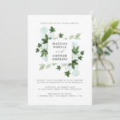 Hedera | Green Ivy Gray Botanical Wedding Einladung (Stehend Vorderseite)
