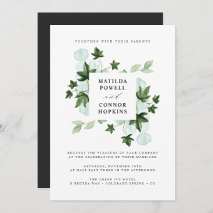 Hedera Green Ivy Gray Botanical Wedding Einladung