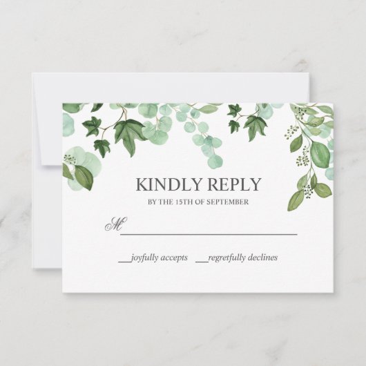 Hedera | Ivy Blätter Gray WEDDING Kindly Antwort (Vorderseite)