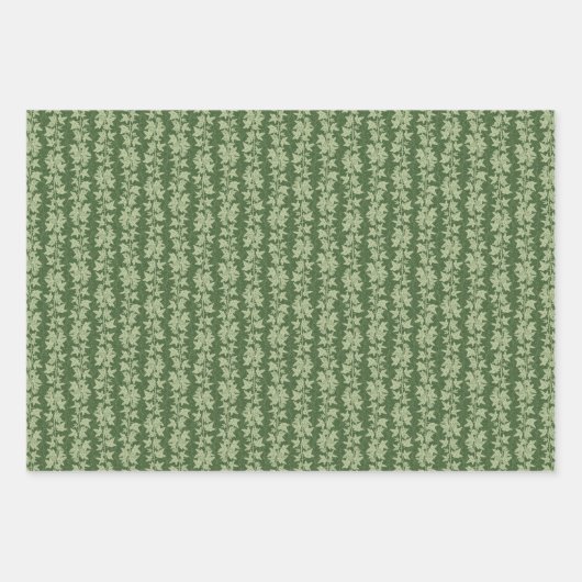 Hedera Ivy Vines - botanisch grünes L_D Muster. Geschenkpapier Set (Vorderseite 3)