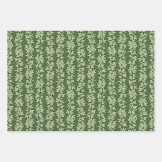 Hedera Ivy Vines - botanisch grünes L_D Muster. Geschenkpapier Set (Vorderseite)
