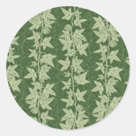 Hedera Ivy Vines - botanisch grünes L_D Muster. Runder Aufkleber