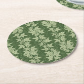 Hedera Ivy Vines - botanisch grünes L_D Muster. Runder Pappuntersetzer (Angewinkelt)