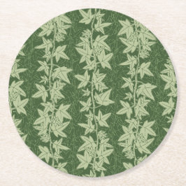 Hedera Ivy Vines - botanisch grünes L_D Muster. Runder Pappuntersetzer