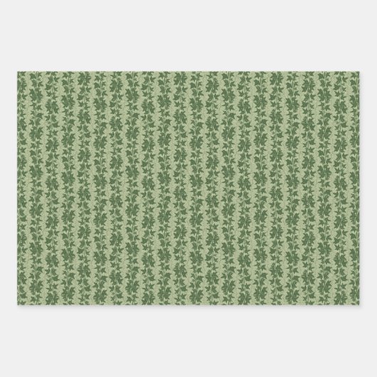 Hedera Ivy Vines - botanisches grünes D_L Muster. Geschenkpapier Set (Vorderseite 3)