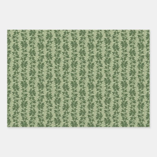 Hedera Ivy Vines - botanisches grünes D_L Muster. Geschenkpapier Set (Vorderseite 2)
