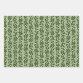 Hedera Ivy Vines - botanisches grünes D_L Muster. Geschenkpapier Set
