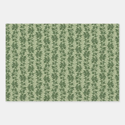 Hedera Ivy Vines - botanisches grünes D_L Muster. Geschenkpapier Set (Vorderseite)