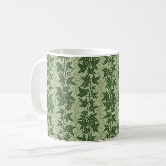 Hedera Ivy Vines - botanisches grünes D_L Muster. Kaffeetasse (Vorderseite Links)