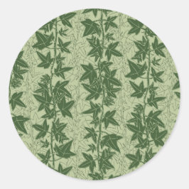 Hedera Ivy Vines - botanisches grünes D_L Muster. Runder Aufkleber