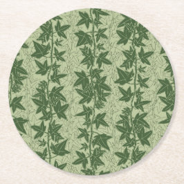 Hedera Ivy Vines - botanisches grünes D_L Muster. Runder Pappuntersetzer