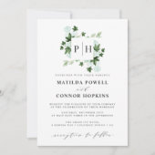 Hedera Monogram | Ivy Eucalyptus Botanical Wedding Einladung (Vorderseite)