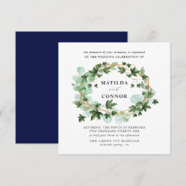 Hedera | Navy Ivy Frame Botanische Hochzeit Einladung