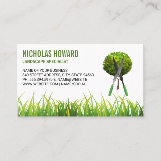 Hedge Clippers | Gras | Landscaping Business Card Visitenkarte (Vorderseite)
