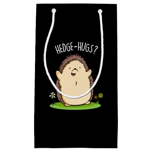 Hedge Hugs Funny Hedge Hog Pun Dark BG Kleine Geschenktüte (Vorderseite)