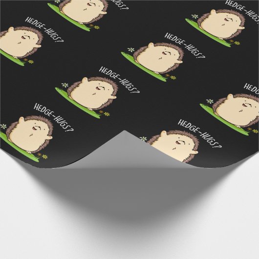 Hedge Hugs Funny Igel Pun Dark BG Geschenkpapier (Ecke)