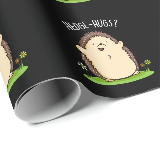 Hedge Hugs Funny Igel Pun Dark BG Geschenkpapier (Rolleneckpunkt)