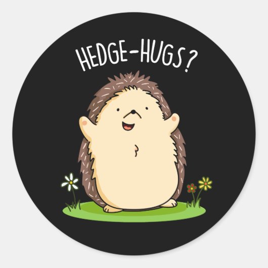 Hedge Hugs Funny Igel Pun Dark BG Runder Aufkleber (Vorderseite)