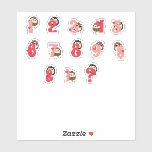 Hedge Hugs Zahlen-Aufkleber | Süßer Igel Buchstabe Aufkleber (Blatt)