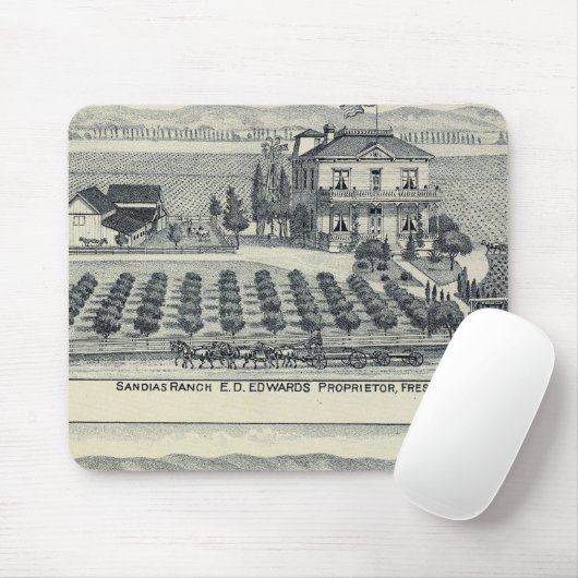 Hedge Row Vineyard, Fresno Mousepad (Mit Mouse)