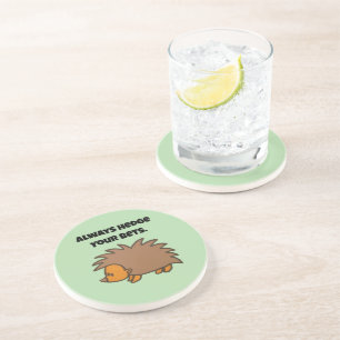 Hedge Your Wetten Igel Funny Gambling Cartoon Getränkeuntersetzer
