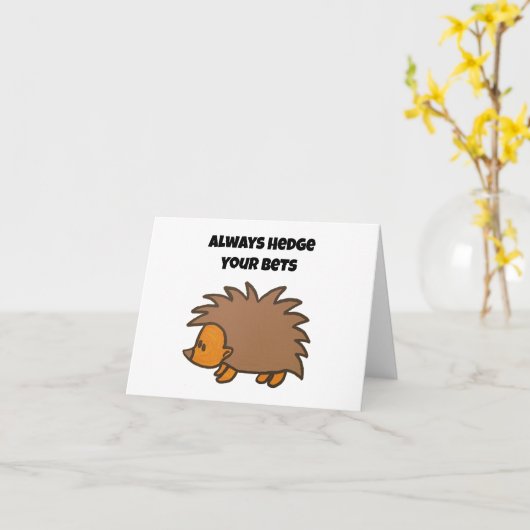 Hedge Your Wetten Igel Funny Gambling Cartoon Karte (Gelbe Blume)