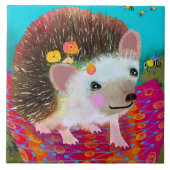 Hedgehog and Bee Ceramic Kitchen Tile Fliese (Vorderseite)