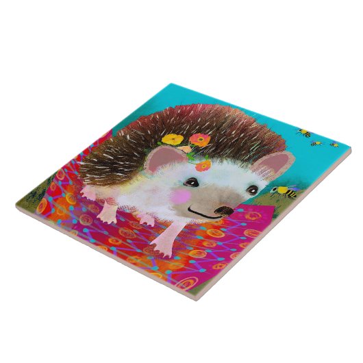 Hedgehog and Bee Ceramic Kitchen Tile Fliese (Seite)