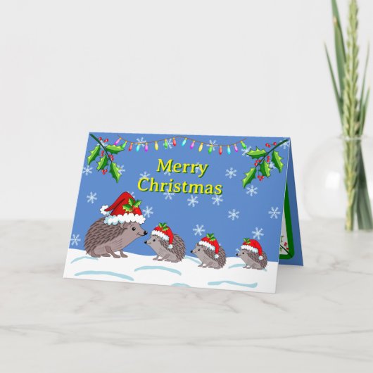 Hedgehog and children Christmas  Karte (Vorderseite)