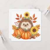 Hedgehog and pumpkin thanksgiving card karte (Vorderseite/Rückseite Beispiel)