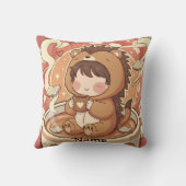 Hedgehog Autumn Coffee Throw Pillow Kissen (Rückseite)
