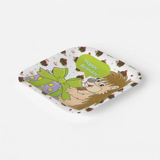 Hedgehog Birthday Pappteller (Gewinkelt)