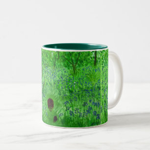Hedgehog Bluebells Woodland Green Zweifarbige Tasse