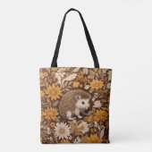 Hedgehog Brown Floral William Morris Inspired Tasche (Rückseite)