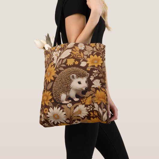 Hedgehog Brown Floral William Morris Inspired Tasche (Von Nahem)