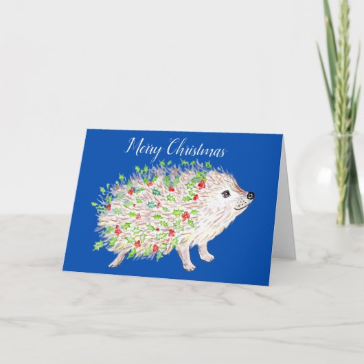 Hedgehog Christmas Card Dankeskarte (Vorderseite)