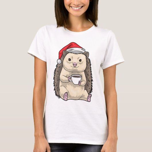 Hedgehog Christmas Coffee T-Shirt (Vorderseite)