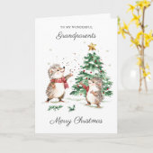 Hedgehog Christmas Grandparents Karte (Gelbe Blume)