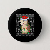 Hedgehog Christmas Lights Ugly Sweater Funny Santa Button (Vorderseite)