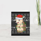 Hedgehog Christmas Lights Ugly Sweater Funny Santa Karte (Vorderseite)