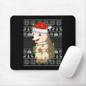 Hedgehog Christmas Lights Ugly Sweater Funny Santa Mousepad (Mit Mouse)