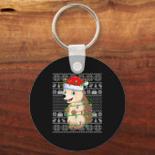 Hedgehog Christmas Lights Ugly Sweater Funny Santa Schlüsselanhänger (Vorderseite)