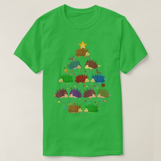 Hedgehog Christmas Tree Lights Ornament Decor Gift T-Shirt (Design vorne)