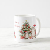 Hedgehog Christmas Tree Presents Mug Kaffeetasse (VorderseiteRechts)