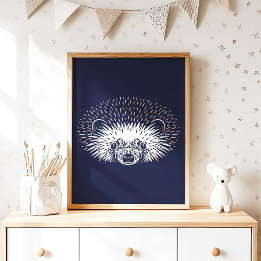 Hedgehog | Forest Animal Hedgehog Wall Print Poster